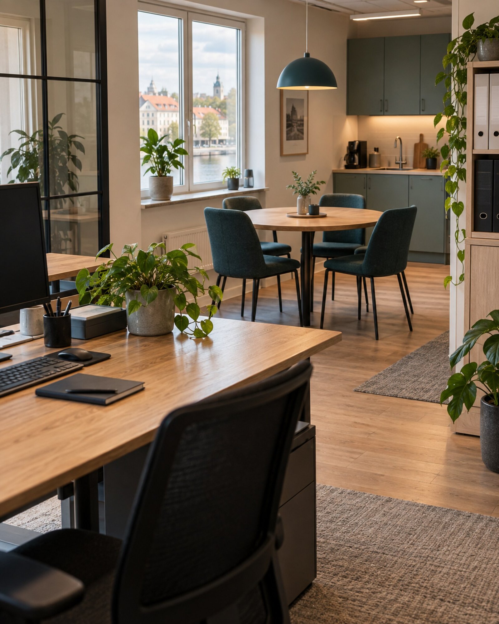 Kontorsstädning i en ljus lokal